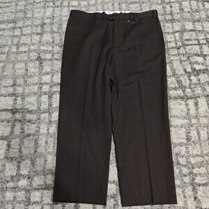 Zanella Todd Dress Pants Mens 40 Brown Flat Front 100% Wool Trousers Italy 40x28